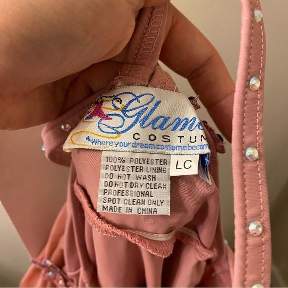 Glamour solo dance costume pink mauve lyrical rhinestone chiffon dress LC child - Picture 4 of 8